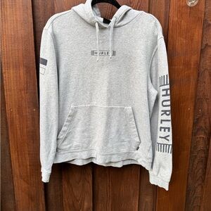 Hurley Medium Grey Hooded Sweatshirt with Logo on Front and Sleeve